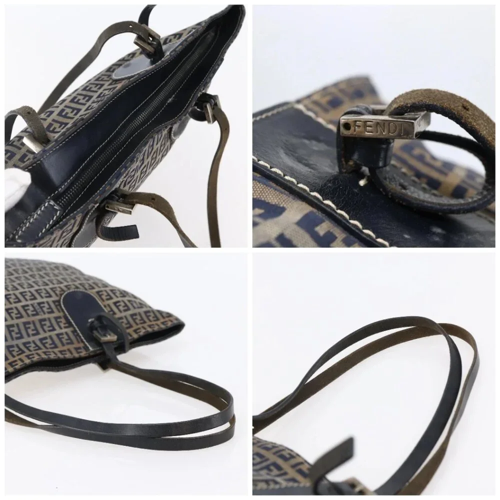 FENDI Zucchino Canvas Tote Bag Navy Auth SW1721 - Picture 16 of 16